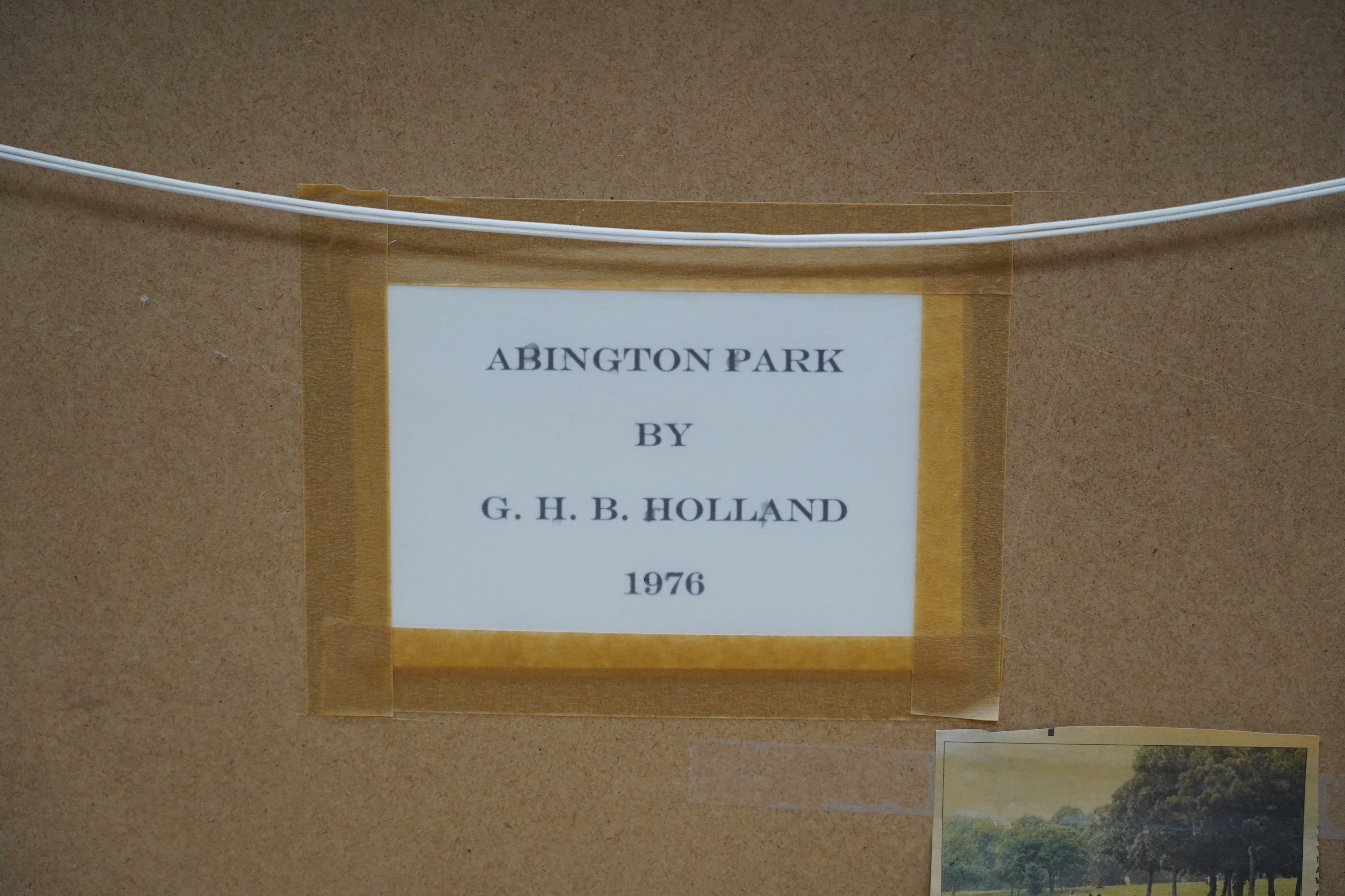 G.H.B. Holland, oil on board, ‘Abington Park, Northampton’, signed and dated 1976, 36 x 56cm